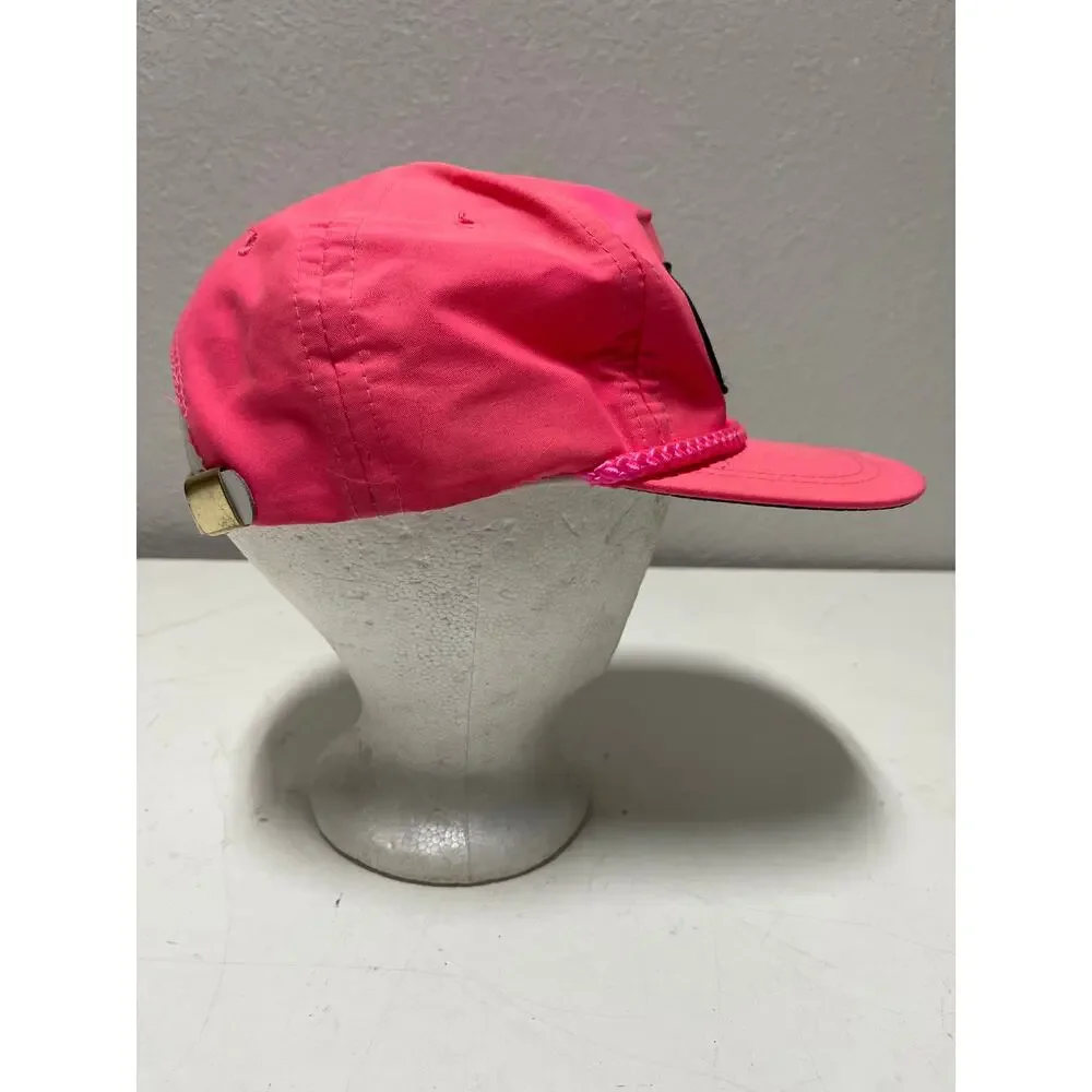 VTG 80s “169 Auto Parts & Salvage” Nylon Cap Neon Pink Hat Adjustable Strap back